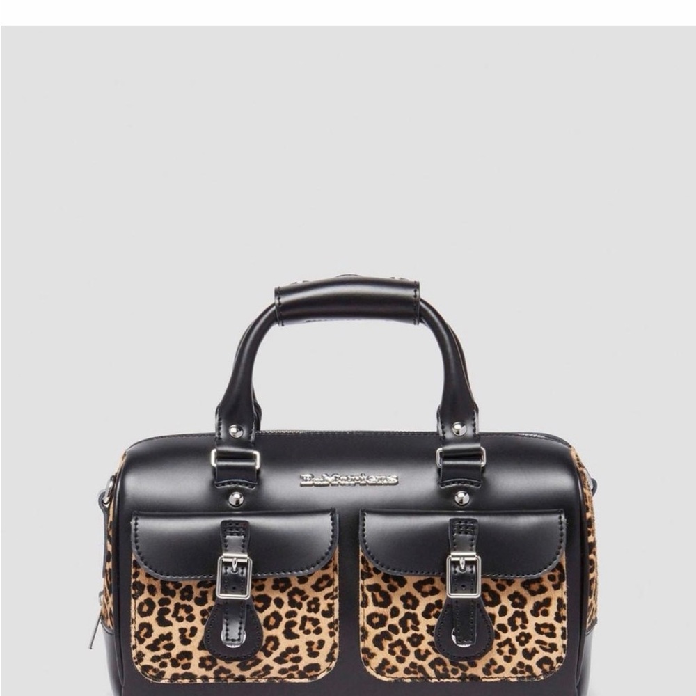 Dr Marten Black and Leopard Print top handle bag